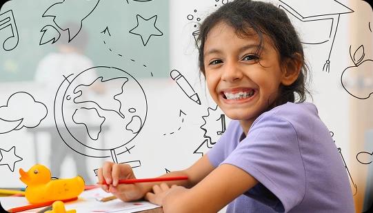 Child learning with concepts, practice and solutions from one of the best school chains in India - Orchids The International School